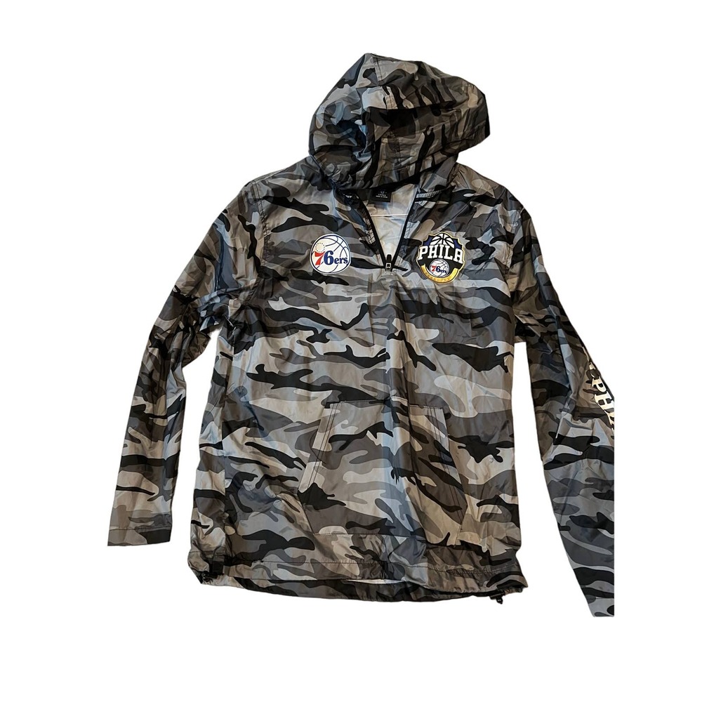 NBA Philadelphia 76ers Camo Gray Windbreaker Men's Size S